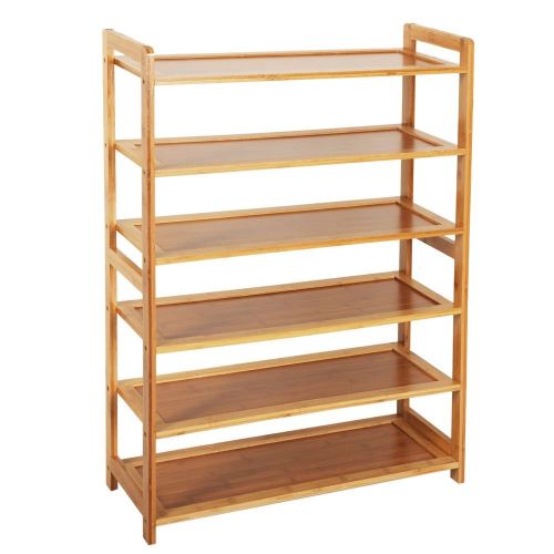 6 Tier Wood Bamboo Shelf Entryway Storage Shoe Rack Home Furniture 6 Tier Wood Bamboo Shelf Entryway Storage Shoe Rack Home Furniture