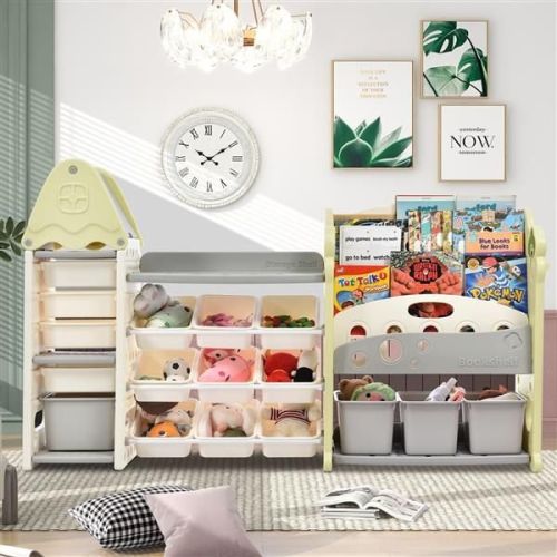 Kids Bookshelf Toy Storage Organizer with 17 Bins and 5 Bookshelves Kids Bookshelf Toy Storage Organizer with 17 Bins and 5 Bookshelves